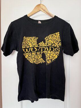 Vintage Wu-Tang Clan Graphic T-Shirt Black Yellow 100% Cotton Small XS S